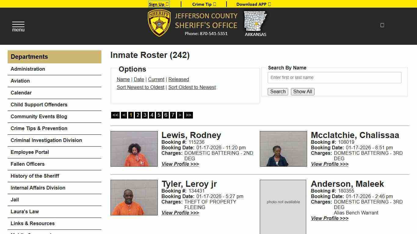 Inmate Roster - Current Inmates Booking Date Descending - Jefferson County Sheriff AR