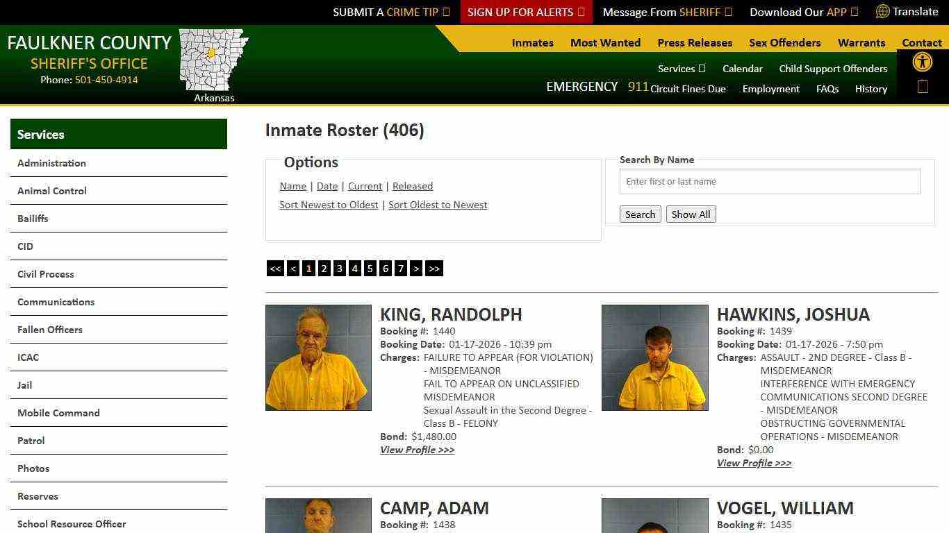Inmate Roster - Current Inmates Booking Date Descending - Faulkner County Sheriff's Office